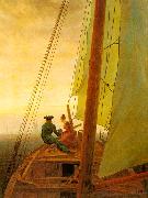 Caspar David Friedrich On Board a Sailing Ship oil painting